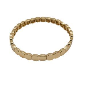 Gold Rounded Square Beaded Stretch Bracelet